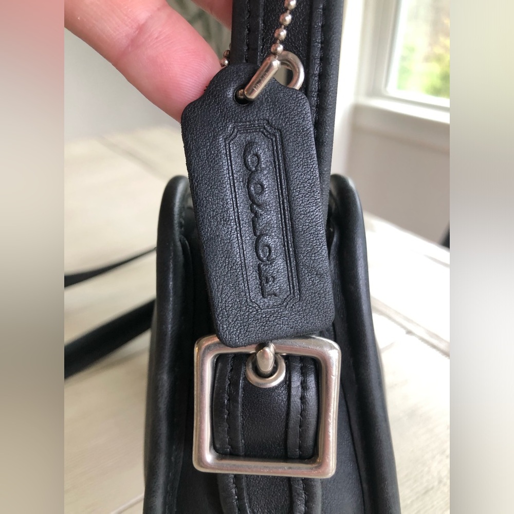 Vintage Coach Black Leather Top of Counter Compartment Bag #9167 with Hangtag - Picture 4 of 15